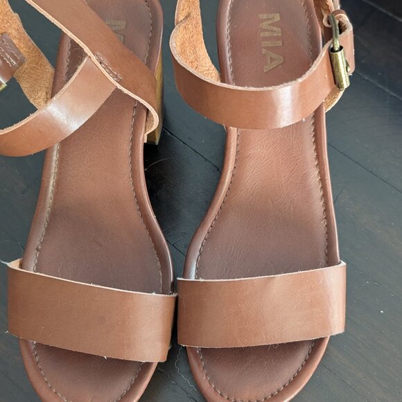 Mia Brown heeled sandals clogs size 8 - Picture 2 of 3